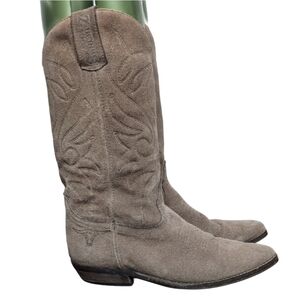 Joe Sanchez Women's 6.5 Tan Suede Leather Pull On Western Cowboy Boots